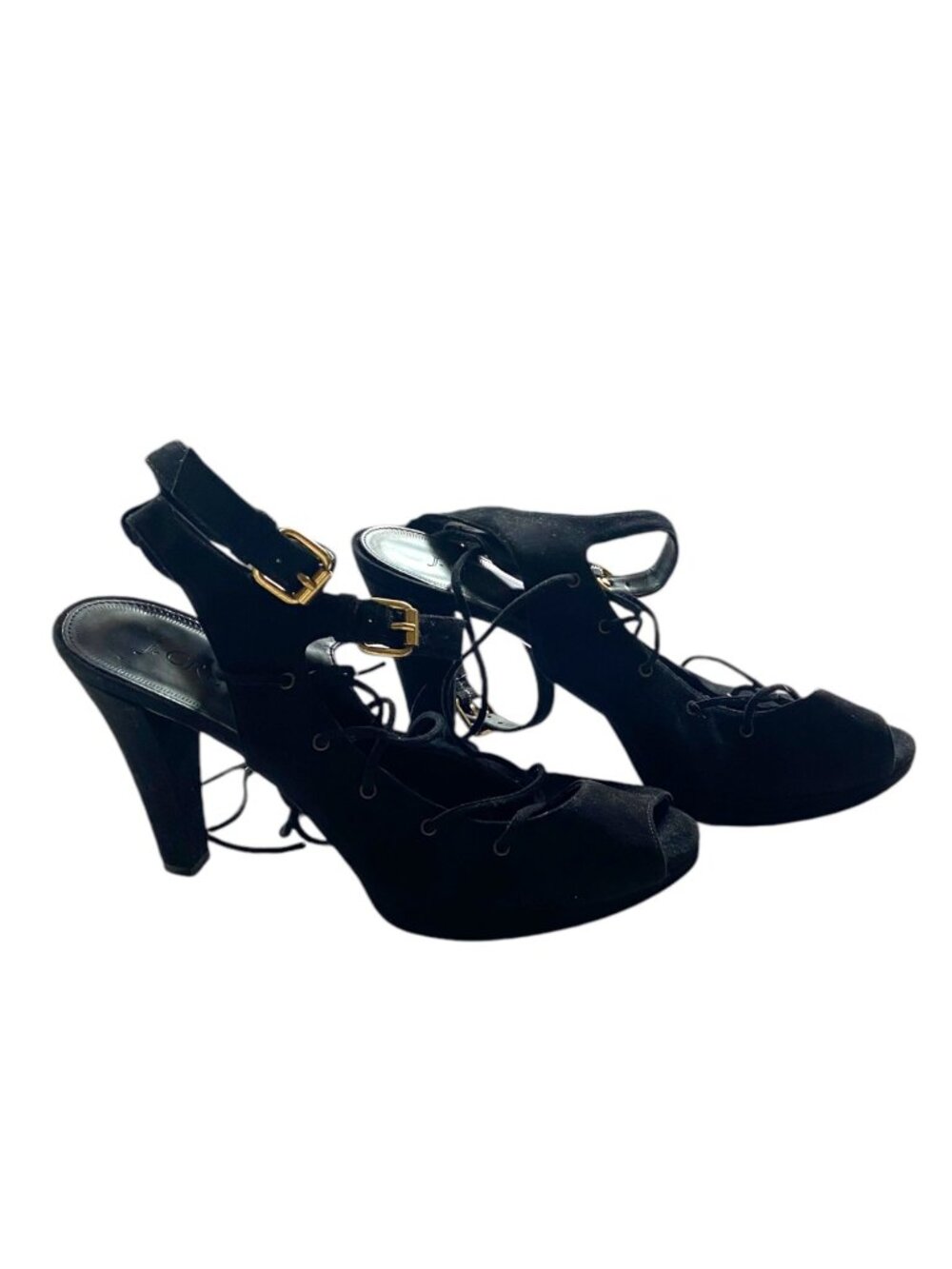 J.Crew Made In Italy Lace Up Heels Black Size 8 Whimsigoth Witchy Renaissance - Picture 3 of 13